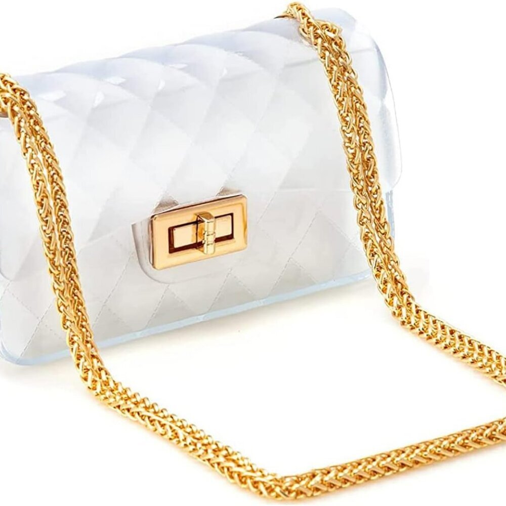 Semi Transparent Jelly Bag For Women, Lady Fashion Lovely Clear Stadium Approved